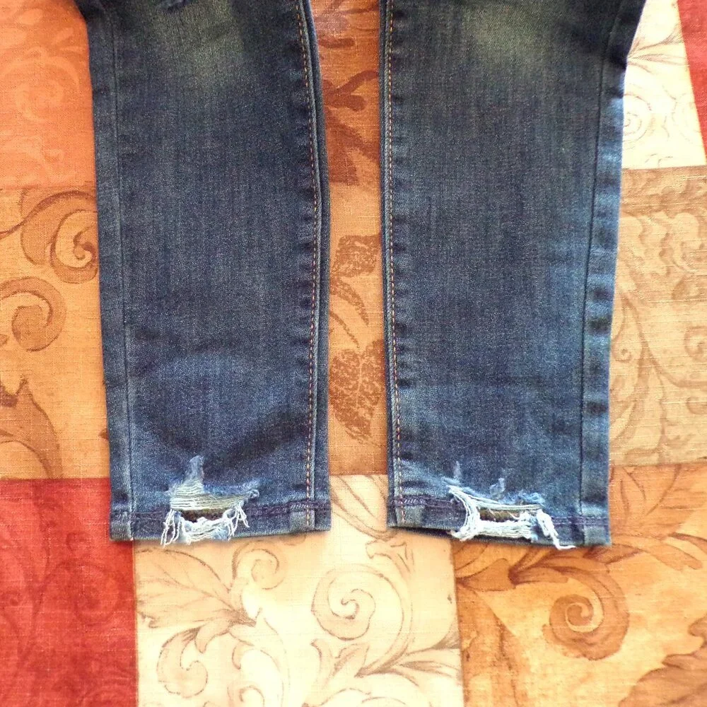 Old Navy High Rise Rockstar Jegging Girls 8 Jeans Stretch Adjustable Distressed